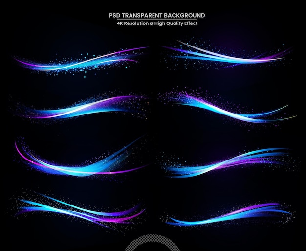 PSD blue fire lines on transparent background