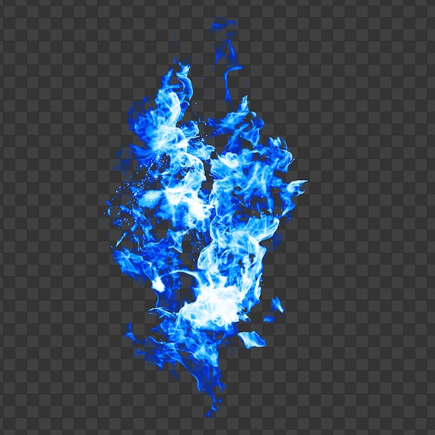 Blue fire sparks effect isolated on transparent background