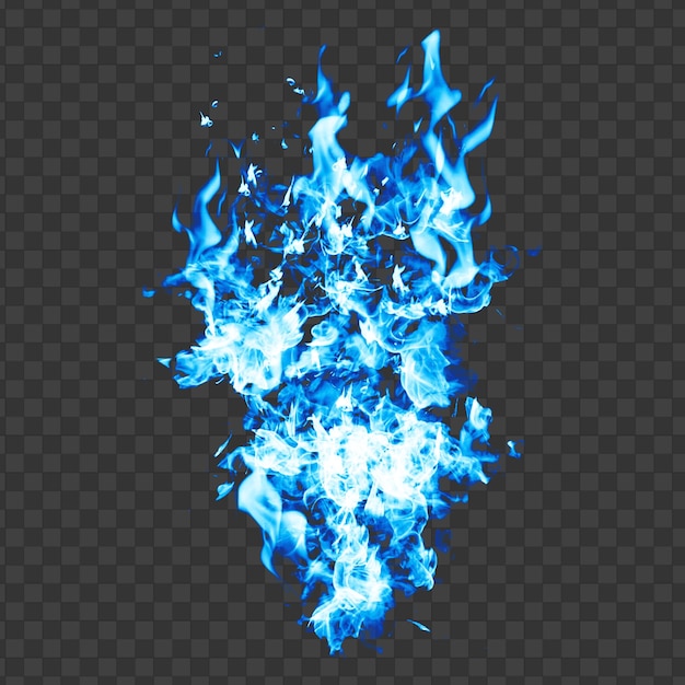 Blue fire sparks effect isolated on transparent background