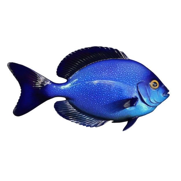 Синяя рыба на черном фоне с прозрачным фоном Generative AI