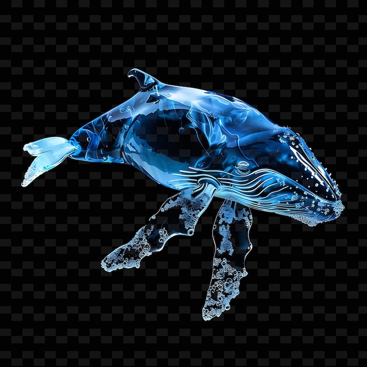 PSD a blue fish with a blue tail is shown in the middle