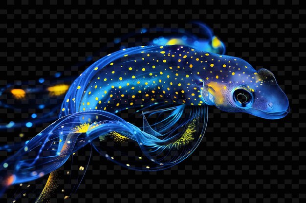 PSD un pesce blu con stelle gialle e il pesce blu