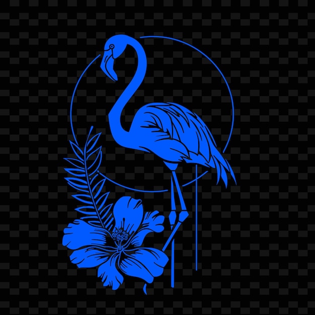 PSD a blue flamingo with a flower in the middle