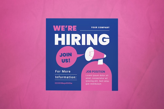 Blue Flat Design We Are Hiring Instagram Post