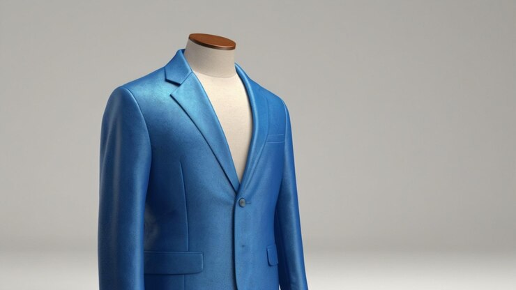 PSD blue flat jacket with transparent background