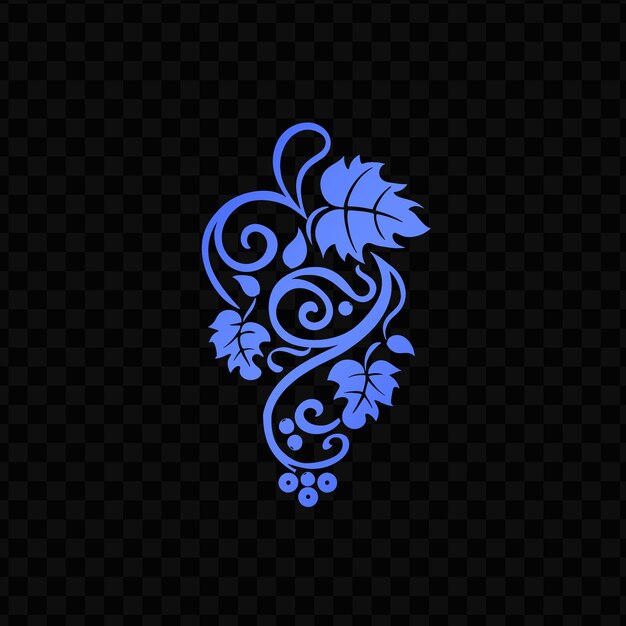 PSD blue floral design on a black background