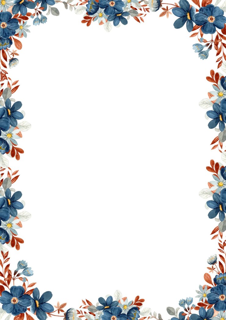 PSD blue floral flowers page border