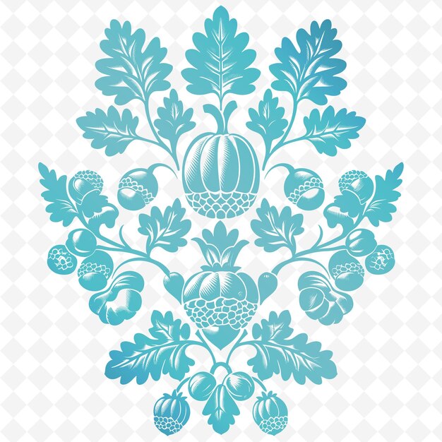 PSD a blue floral pattern with a pumpkin on it