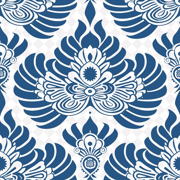 PSD a blue floral pattern with a white flower on a blue background