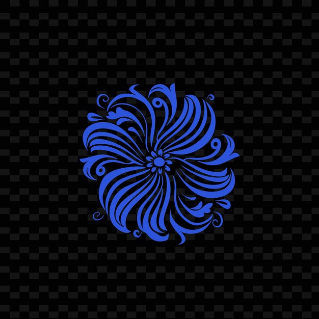 A blue flower on a black background with a pattern of a flower