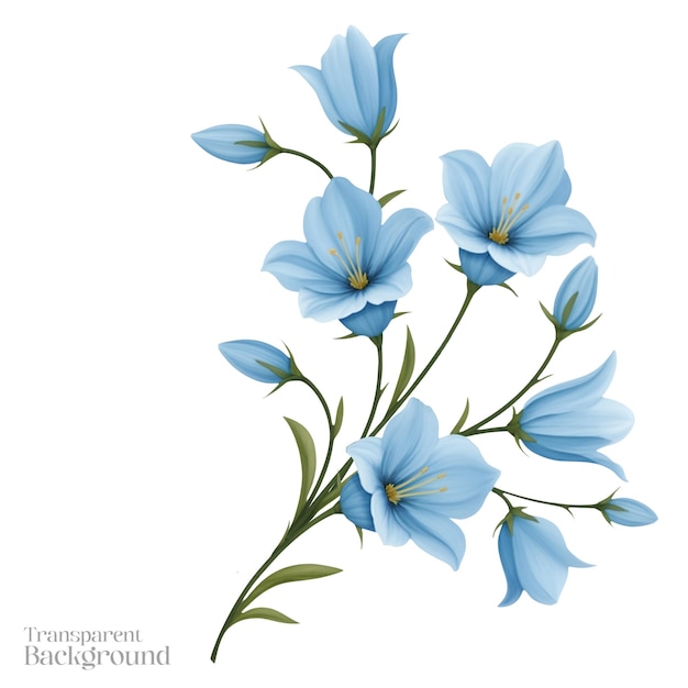 PSD blue flower bouquet transparent background