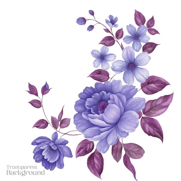 PSD blue flower bouquet transparent background