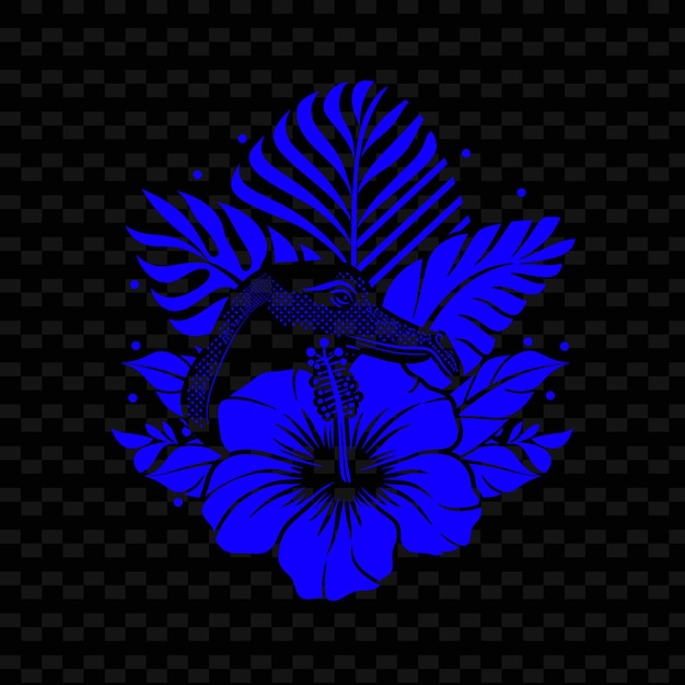 A blue flower with a blue flower on a black background
