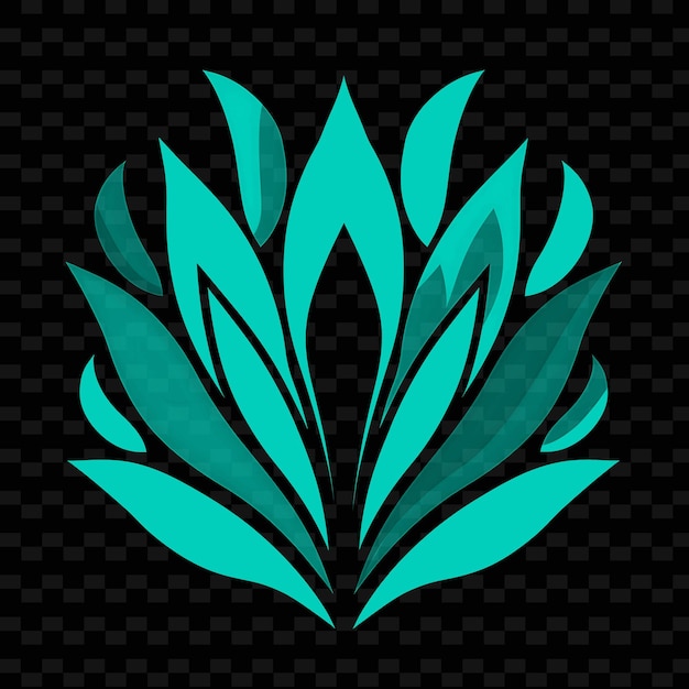 PSD un fiore blu con un disegno verde su uno sfondo nero