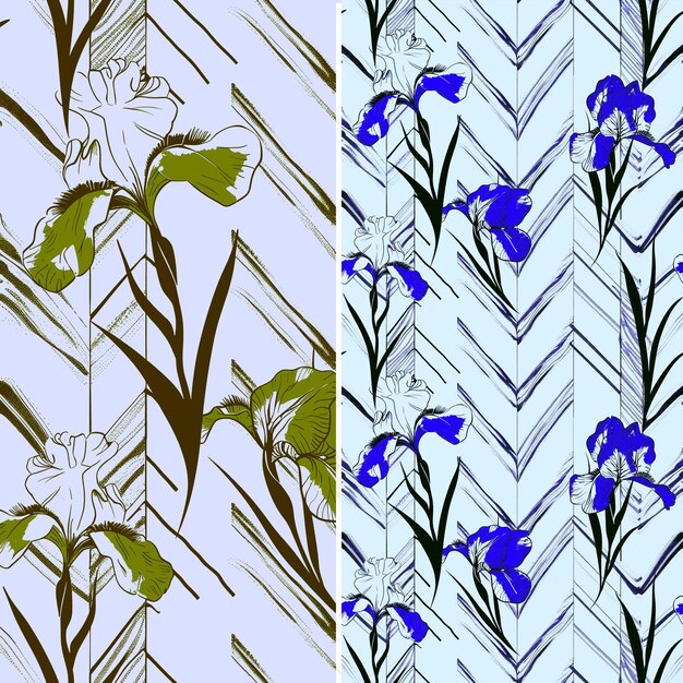 The blue flowers are in the white and black