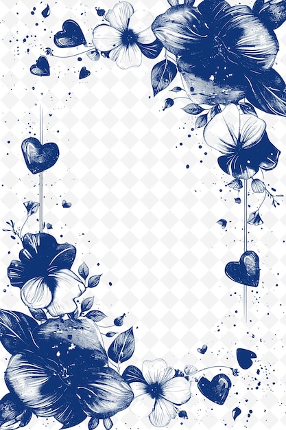 PSD blue flowers on a white background