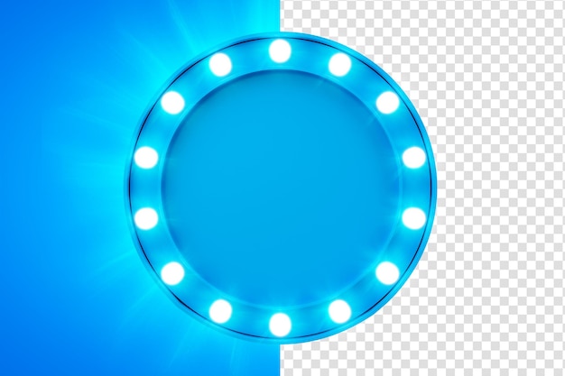 PSD rendering 3d con cornice blu con luci per la composizione