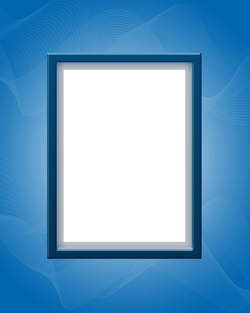 PSD blue frame on a wall for poster mockup frame