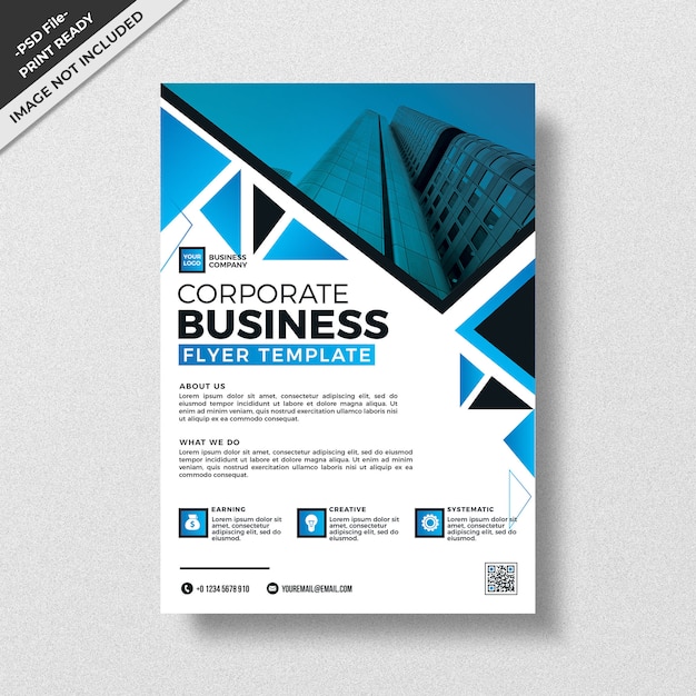 PSD blue geometry triangular corporate business flyer design