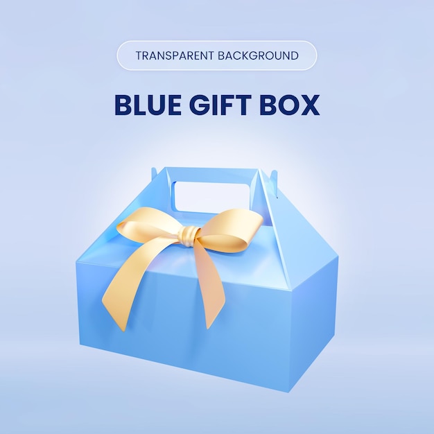 PSD blue gift box 3d rendering illustration