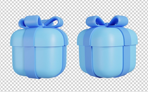 Confezione regalo blu con fiocco a nastro pastello isolato icona dello shopping online 3d render illustration