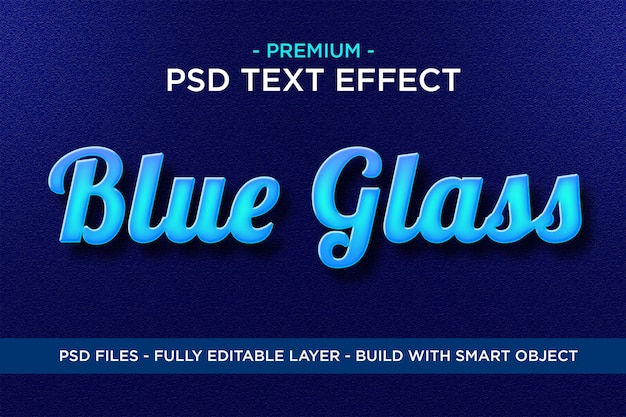 Blue glass premium photoshop stili psd effetto testo