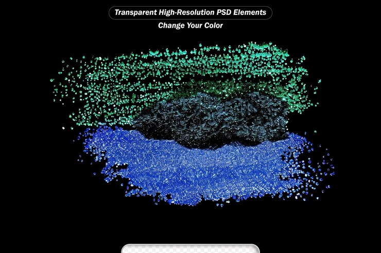 PSD blue glitter makeup product smear on black eye shadow