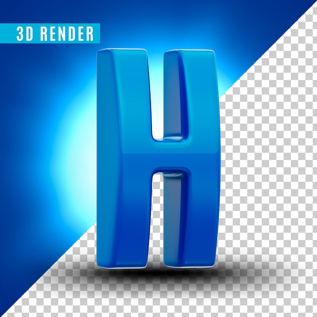 PSD blue glossy alphabet with realistic metallic paint premium psd