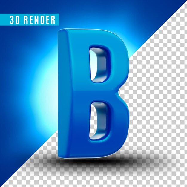 Blue glossy alphabet with realistic metallic paint premium psd