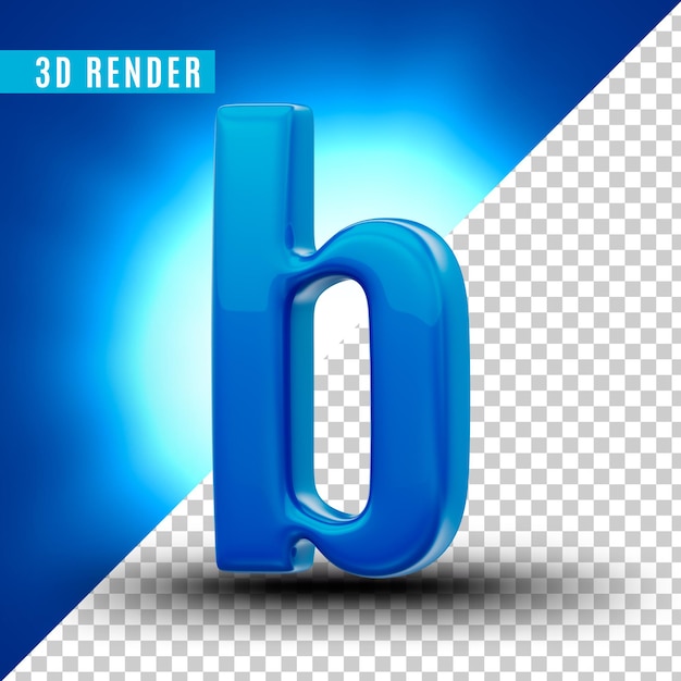 PSD blue glossy alphabet with realistic metallic paint