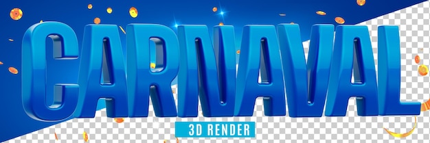 PSD blue glossy carnaval logo with realistic metallic paint