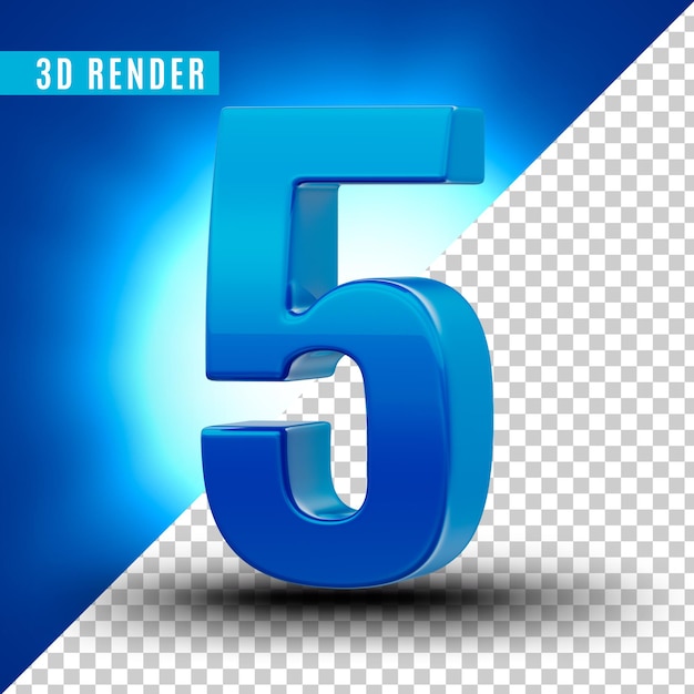 PSD blue glossy numbers with realistic metallic paint