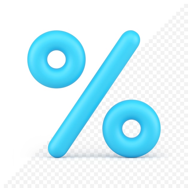 Distintivo matematico percentuale blu lucido con icona 3d realistica del palloncino a due cerchi