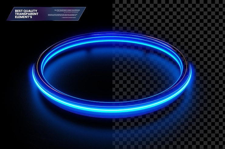 PSD blue glowing light background with hexagon grid techno on transparent background