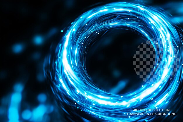 PSD blue glowing shiny circle lines effect luminous white on transparent background