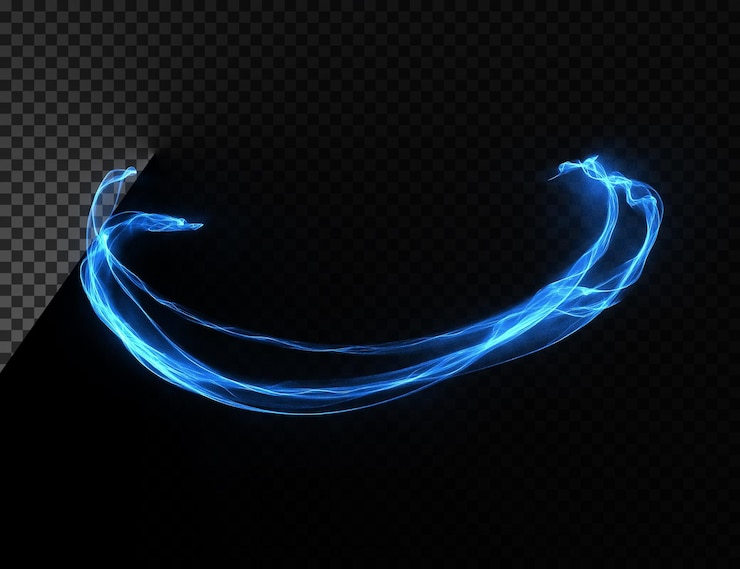 PSD blue glowing waves in transparent background