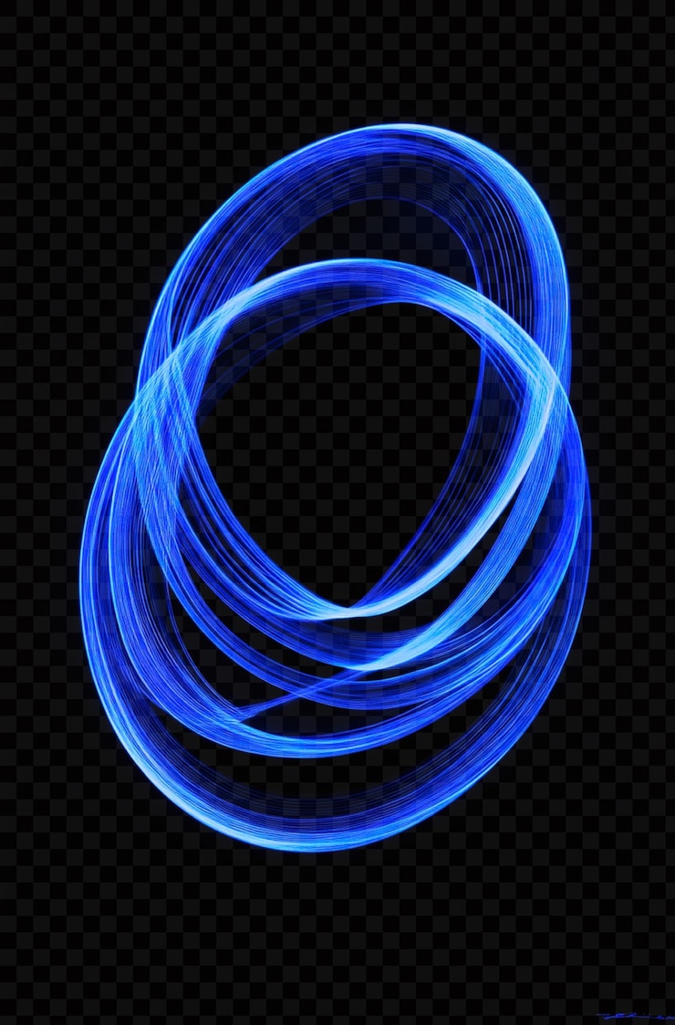 PSD blue glowing wireframe circle on transparent background