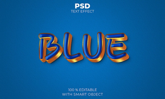 Blue gold 3d text effect