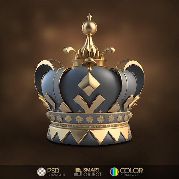 PSD a blue and gold crown with the words smart color on it.