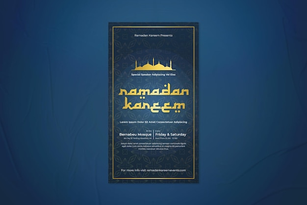 PSD blue gold modern ramadan instagram story