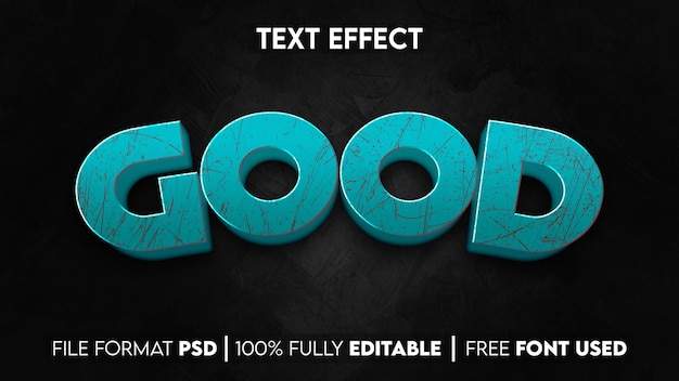 A blue good text effect with a black background