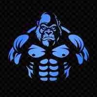 PSD a blue gorilla with a blue body and a black background