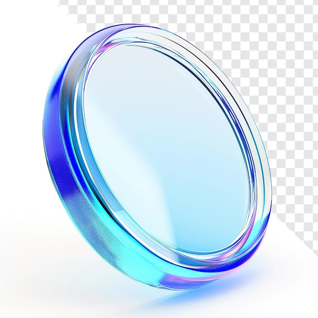 Blue gradient frosted glass coin icon 3d transparent