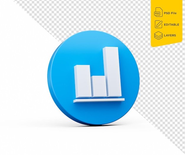 PSD blue graph 3d icon isolated on isolated background with market finance business trade