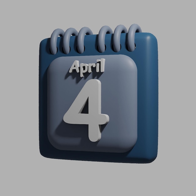 A blue and gray calendar with the date of april