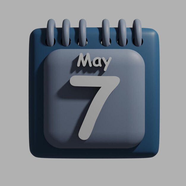 PSD a blue and gray calendar with the date may 7 on it.