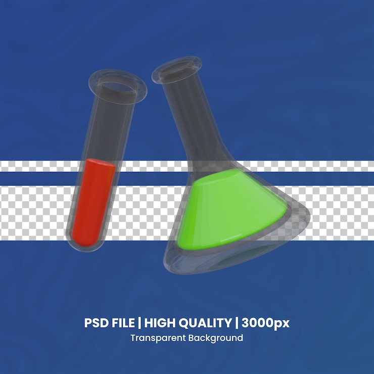 PSD a blue and green colored background with a test tube and a test tube