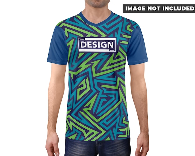 PSD design blu e verde su una camicia blu