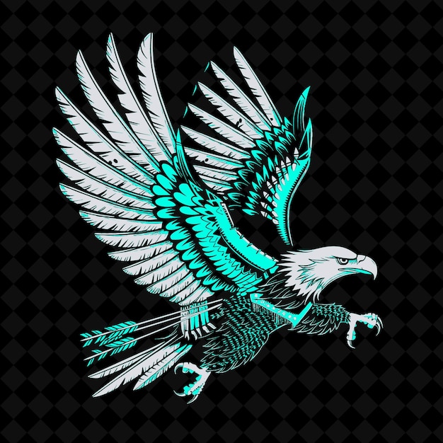 PSD a blue and green eagle with a blue and green wing with a white eagle on the top