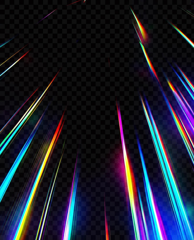 PSD blue and green light waves on transparent background